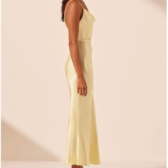 la lune bias cowl midi dress - lemon - Picture 7 of 8